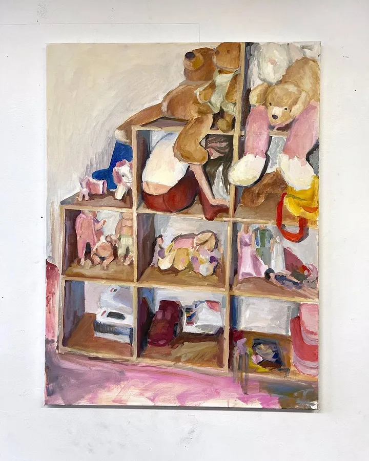 Image of Hide and Seek  by Yeva Khrapova, size: 60x80, made of oil on canvas, Painting medium, from Paris, part of the Series 1 series, priced at €2000