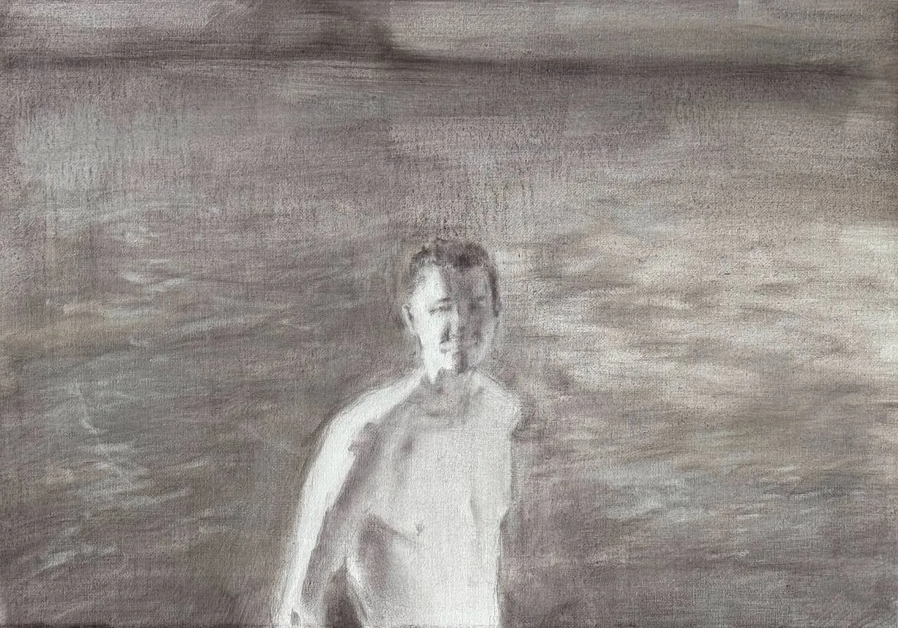 Image of Distant horizons/ fathers  by Yeva Khrapova, size: 25x35, made of oil on canvas, Painting medium, from Paris, part of the Series 1 series, priced at €200