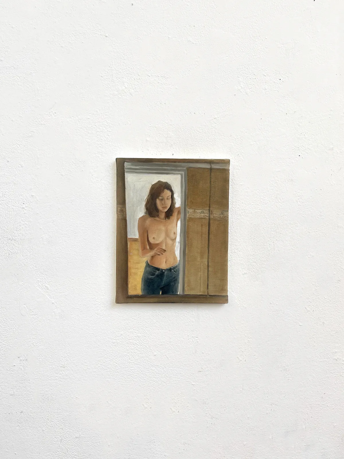 Image of Salle de Bain series1 by Yeva Khrapova, size: 20x30cm, made of oil on canvas, Painting medium, from Paris, part of the Bathroom mirrors series, priced at €350 Photo 1 of 2.