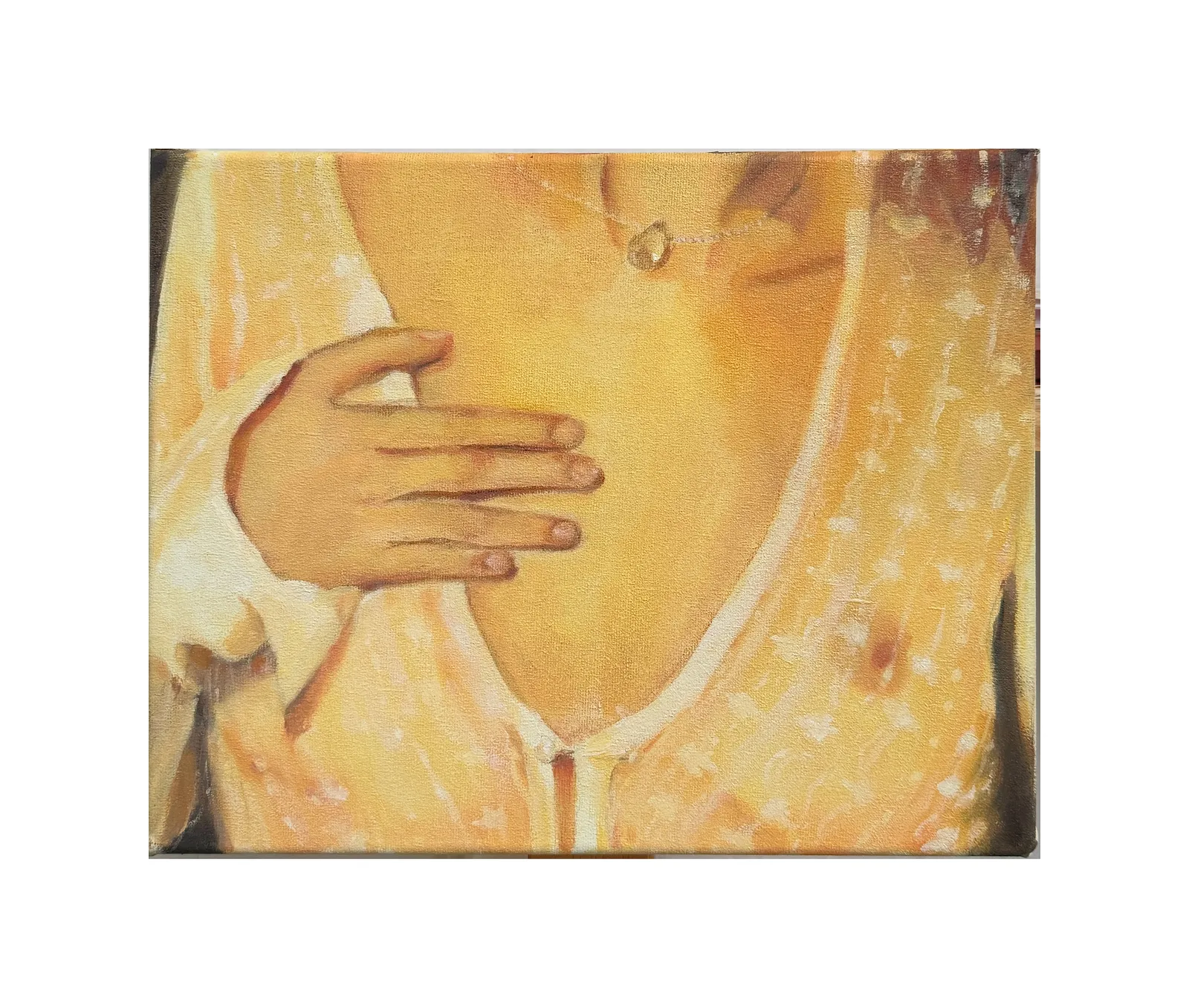 Image of White dress by Yeva Khrapova, size: 25x40cm, made of oil on canvas, Painting medium, from Paris, part of the Series 1 series, priced at €400